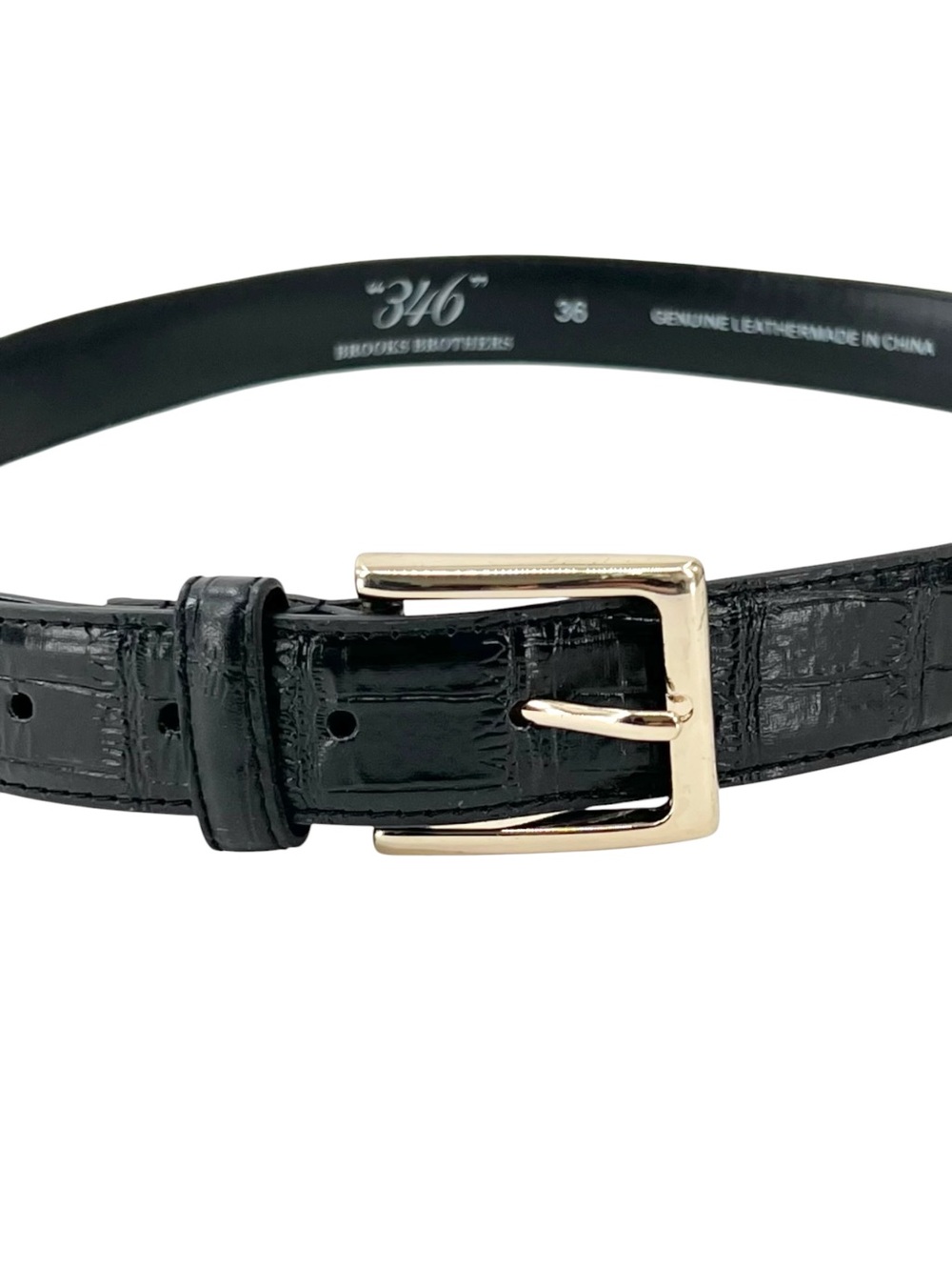 Brooks Brothers 346 Black Croc Embossed Classic Luxury Quality Leather Belt - Picture 2 of 7